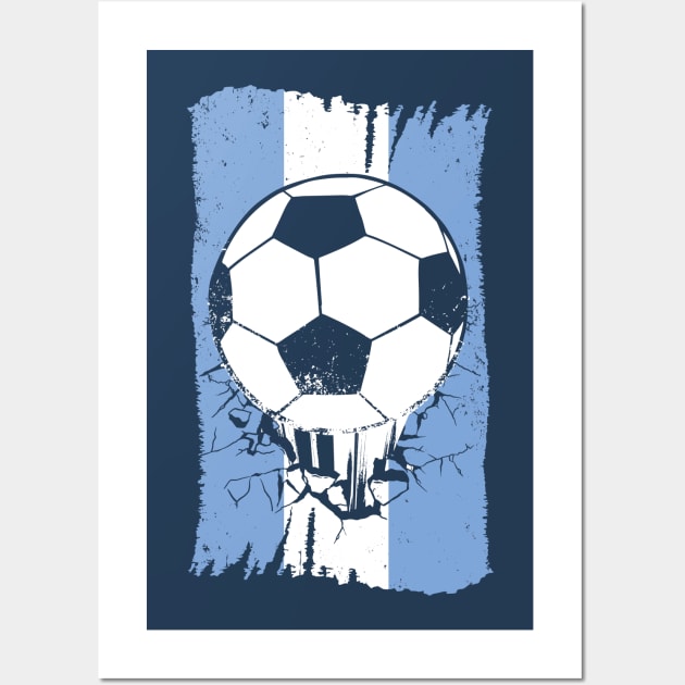 Vintage Argentinian Flag with Football // Retro Argentina Soccer Wall Art by SLAG_Creative